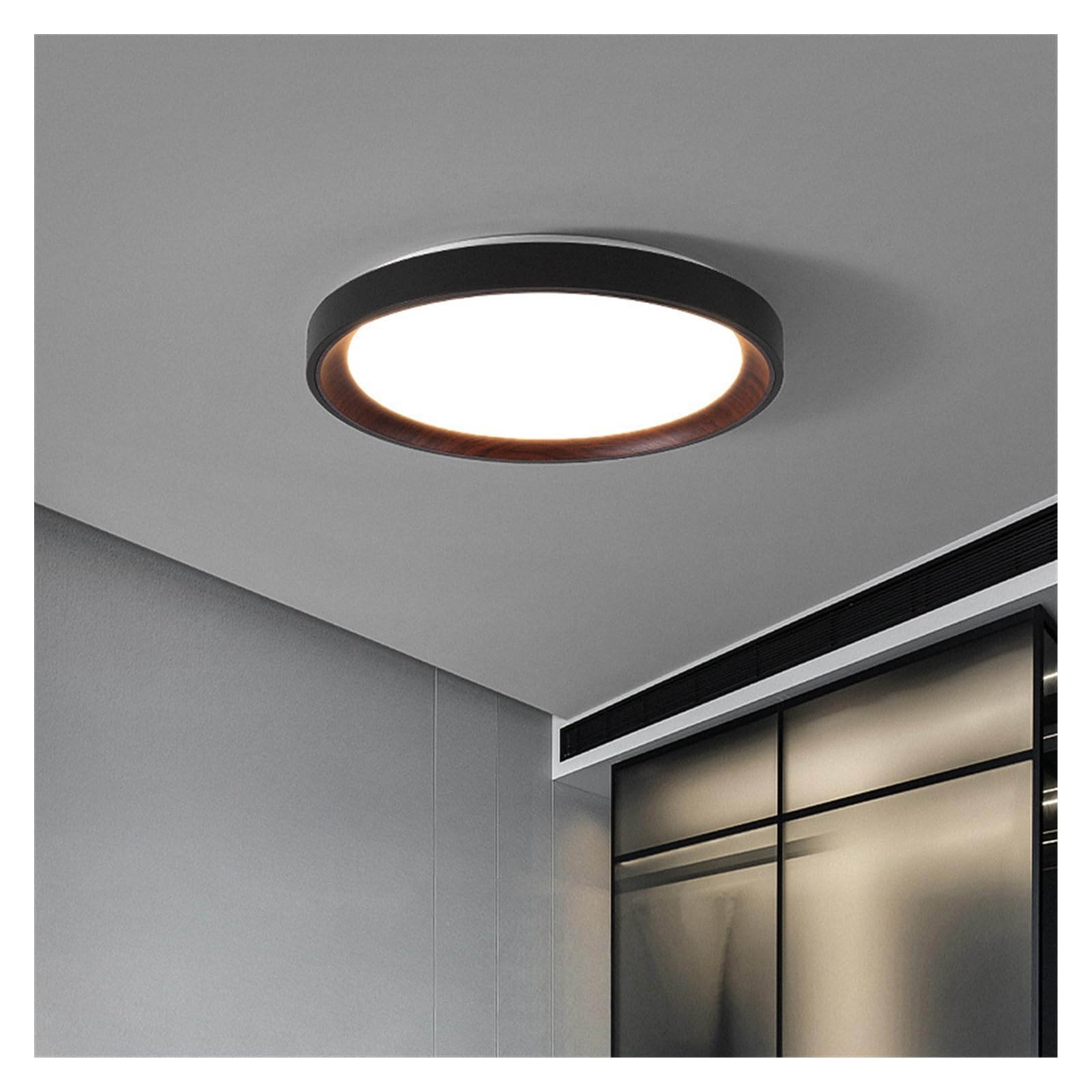 SYAXVOM Chandelier Nordic Round Led Ceiling Lamp Dimmable Black for Living Room Bedroom Loft Track Minimalist Decor Lighting Lusters Luminaires(Black 40cm,Remote)