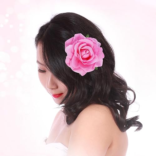 Miniatura 5 de Pinza para el cabello de rosas, 4 pinzas de tela con flores de rosas, tocados mexicanos para mujeres, niñas, bodas, fiestas, día de la madre (2