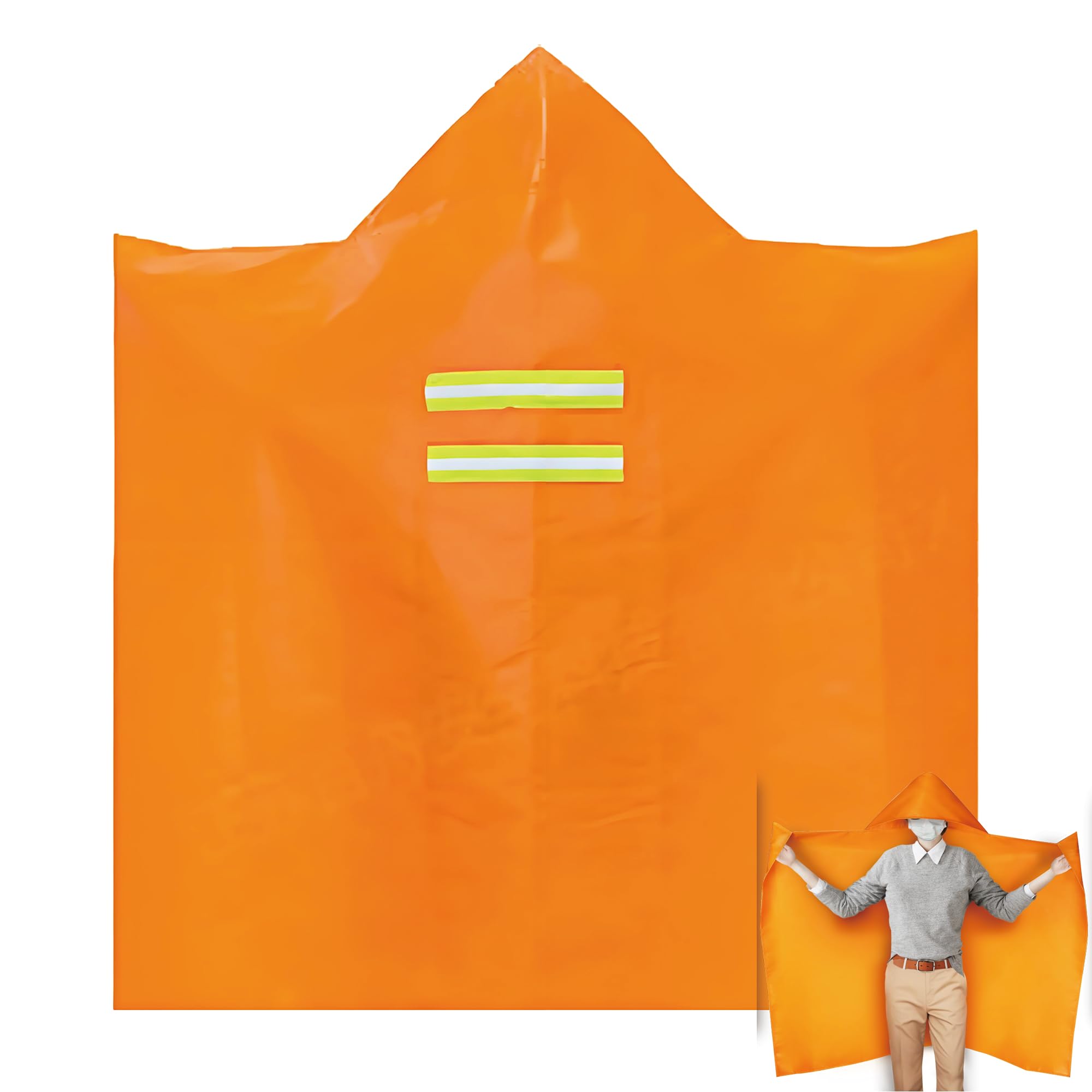 MDH Upgrade Fireproof Emergency Escape Cape -Fireproof Cloak Fiberglass & Silicone Coated Cloth - Flame Retardant Blanket for Household, Office Home- CE-Certified Fire Safety Gear (Adult: 71*67inches)