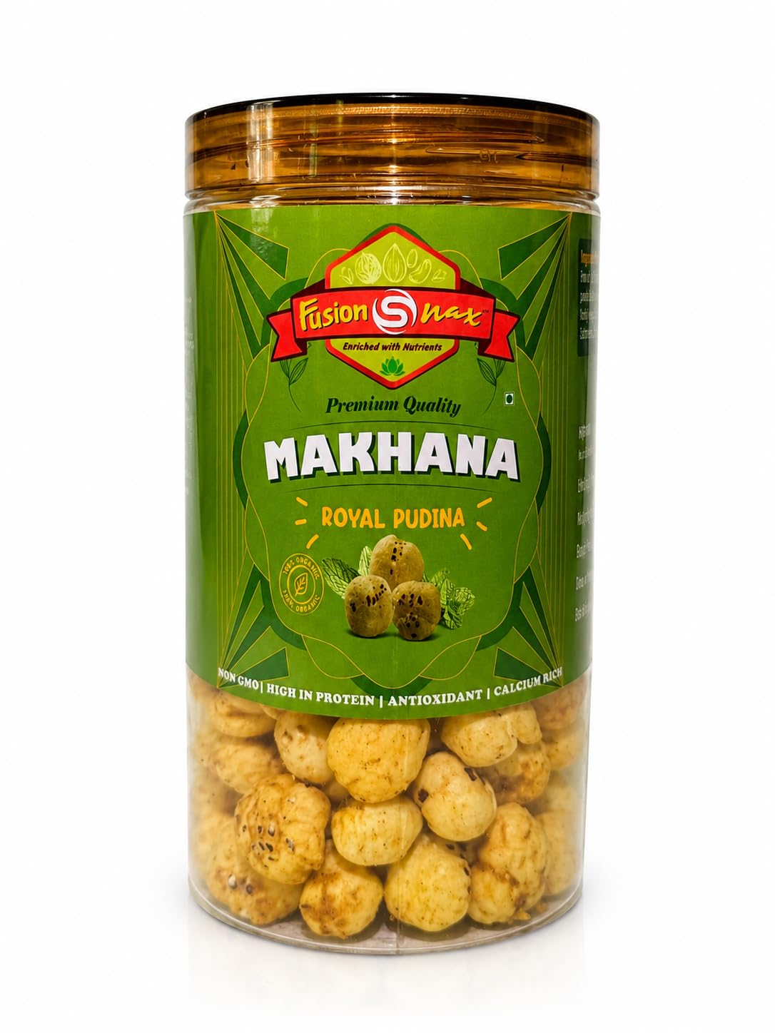 FUSIONSNAX Royal Pudina Roasted Flavoured Makhana Snack |Namkeen Snacks & Puffed Snacks|Gluten Free|Rich In Protein & Fiber |Roasted Fox Nuts 70 Gm-image-38