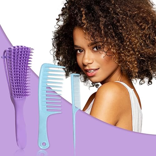 Cepillo desenredante para cabello húmedo, 3 piezas, cepillo para el cabello para mujeres, cepillo desenredante para cabello rizado, peine de dientes