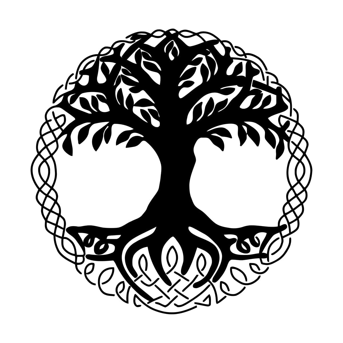 Lzhouting Wall Stickers 1797 Tree Of Life Wall Decal Yggdrasil Germano-Norse Mythology Wall Sticker Vinyl Art Decal Large - 48X48cm Black Pvc Indoor Wall Decal