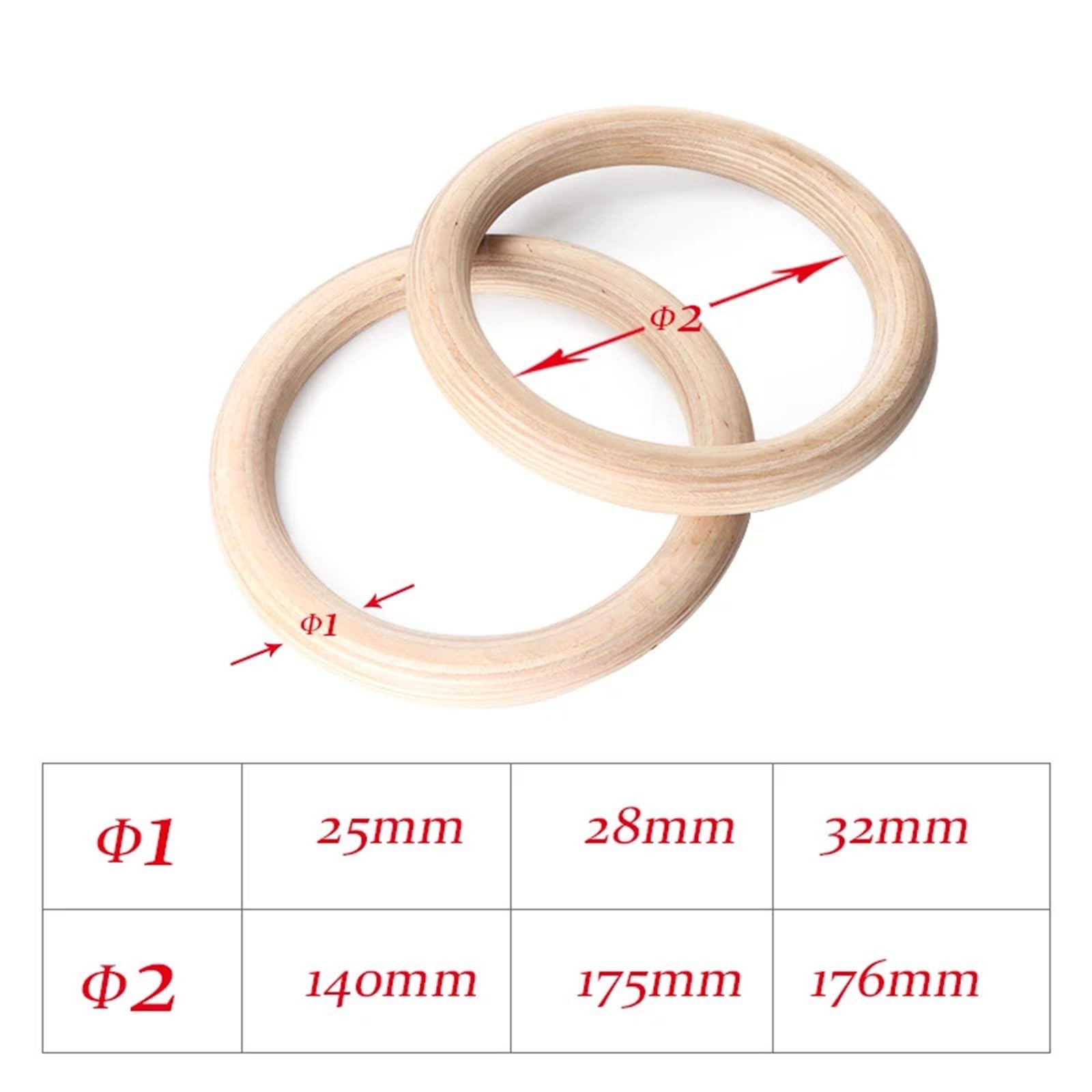 Anelli da Ginnastica in Legno con Cinghie Regolabili, Attrezzatura for Palestra Domestica, trazioni, Allenamento della Forza