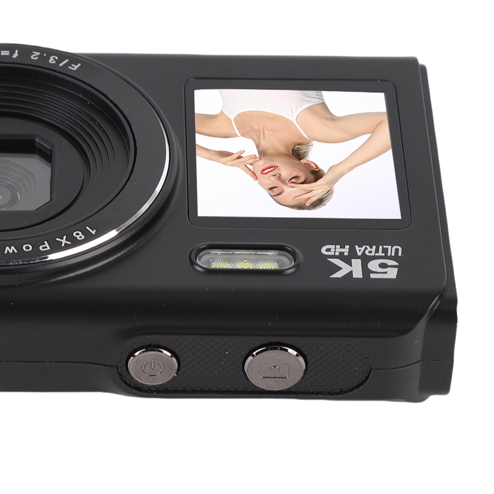 Fockety Fotocamera digitale 5K per la fotografia, fotocamere Vlogging WiFi 80MP con doppio schermo zoom 18X, AF Auto Focus Compact Point & Shoot Cameras per adolescenti principianti (BLACK)