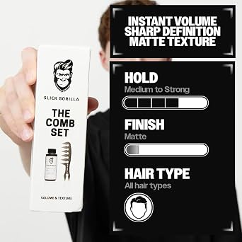 Slick Gorilla Hair Styling Powder Gift Set for Men with Comb, 0.70 oz