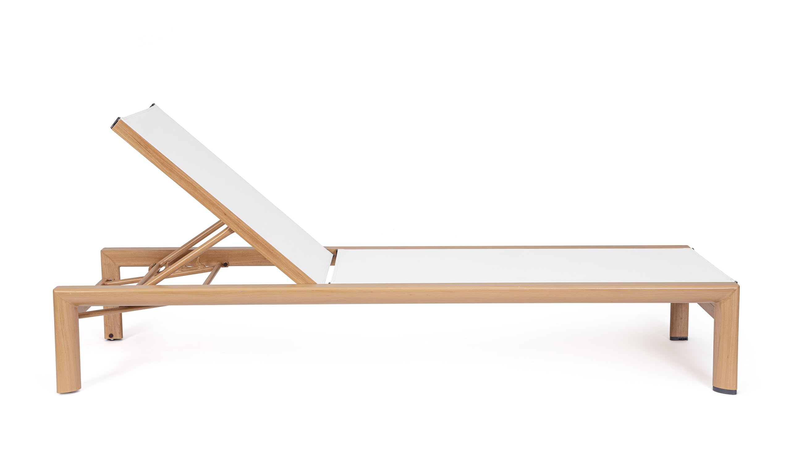 Bizzotto Lettino prendisole con ruote SKIPPER NEW in alluminio effetto legno e textilene bianco