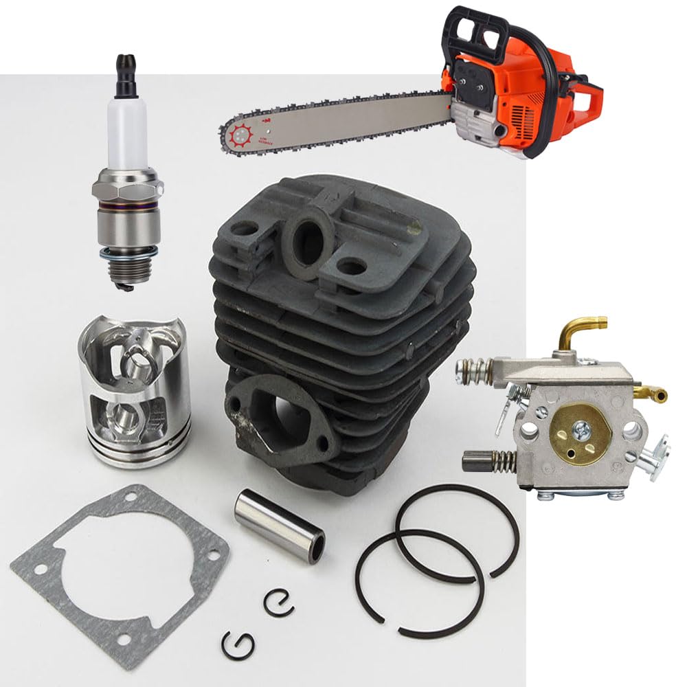 MLD Gasoline Chainsaw carburetor Copper 2 Pipe & Cylinder Piston Assembly | Cylinder Piston Kit | Full Set for Chinese Chainsaws Compatible with, 58cc Petrol Models CCB-105-image-47