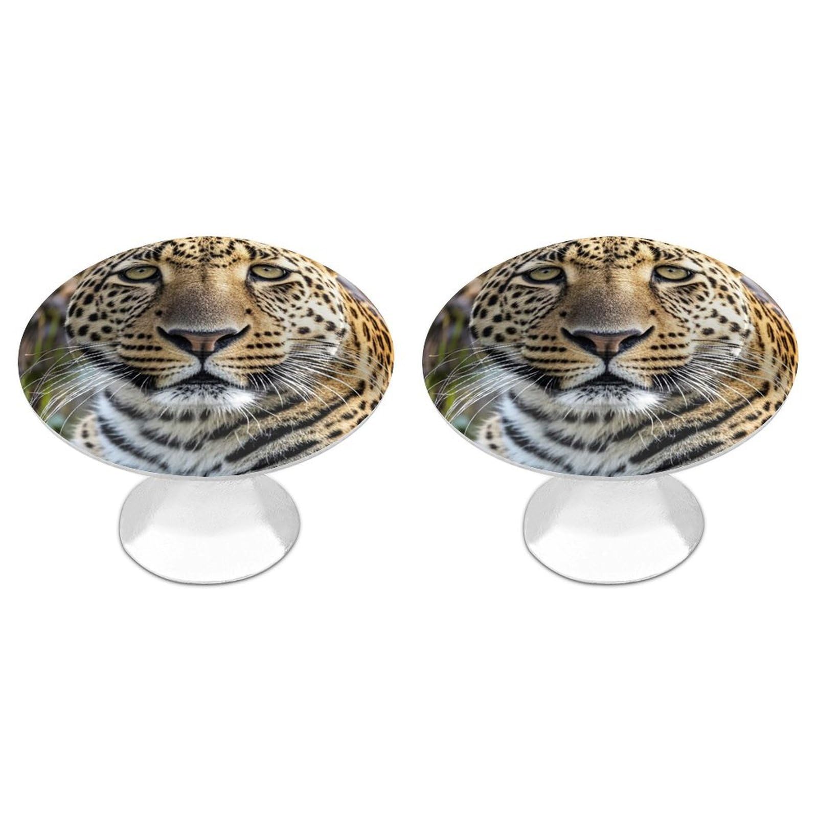FekiLoot Round Cabinet Knob 2 Pack Kitchen Drawer Knobs Stainless Steel Round Drawer Pulls Modern Cabinet Hardware African Animal Leopard Drawer Hardware for Dresser Closet Door Knobs