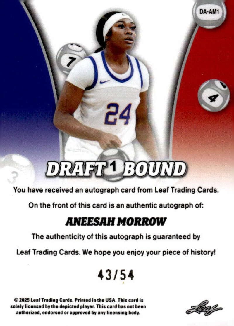 ANEESAH MORROW RC AUTO 2025 Leaf Metal Collection Draft Bound 43/54 Autograph Rookie Connecticut Sun NM-MT Basketball