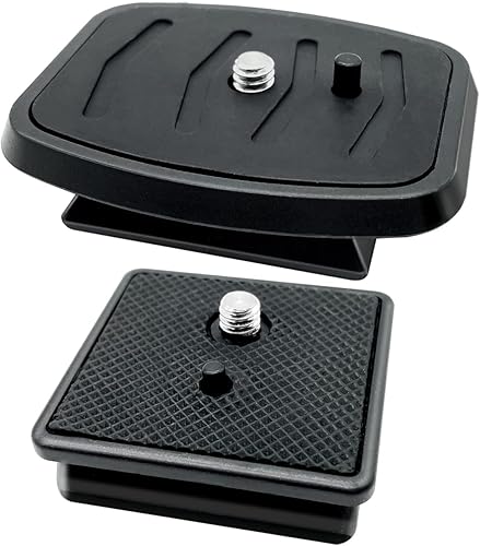 Paquete de 2 adaptadores de montaje para cámara de trípode de liberación rápida de 1.614 in y 1.693 in, 2 tamaños de placa QR, cabeza de bola de