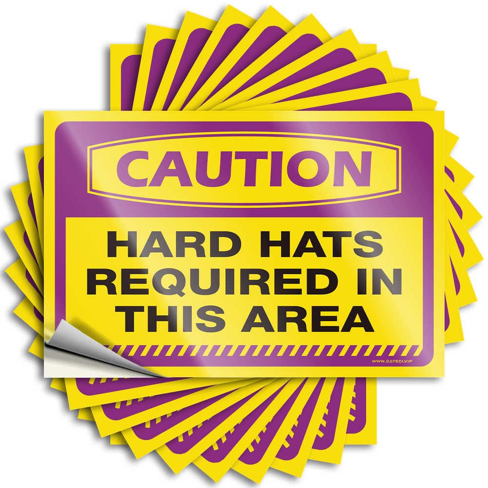 Car Stickers Caution Hard Hats Required in This Area Stickers 10Pcs Car Decals Bumper Stickers, Decals & Magnets(6X9CM)