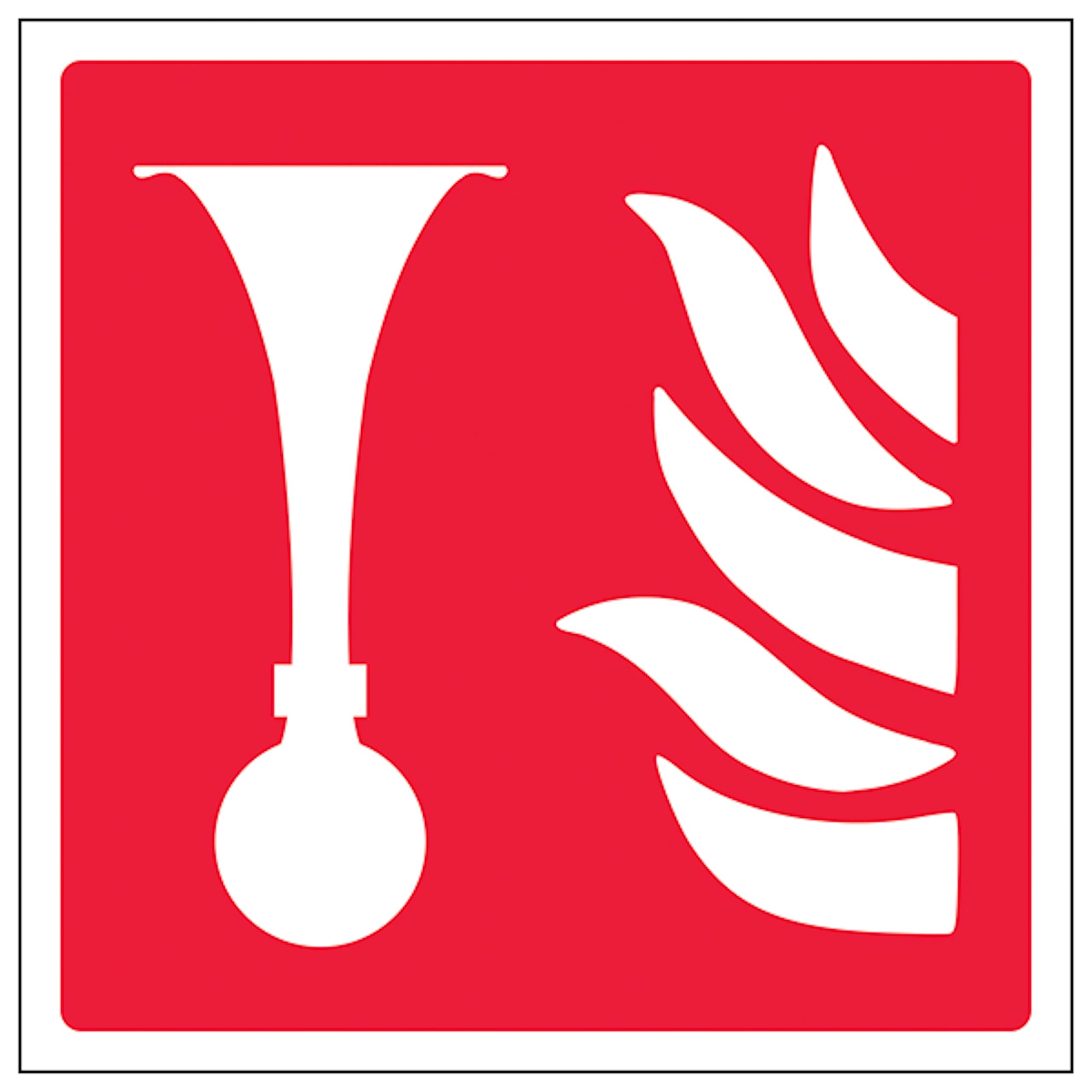 V Safety Fire Horn Symbol 100 x 100 mm - 3mm Aluminium Composite Safety Sign