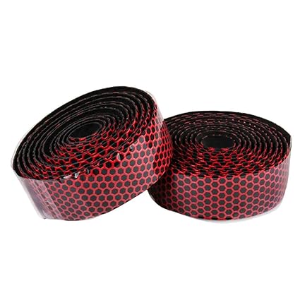 OFKLADE Soft Bike Handlebar Tape with Bar End Plugs Outdoor Sports Non-Slip Red