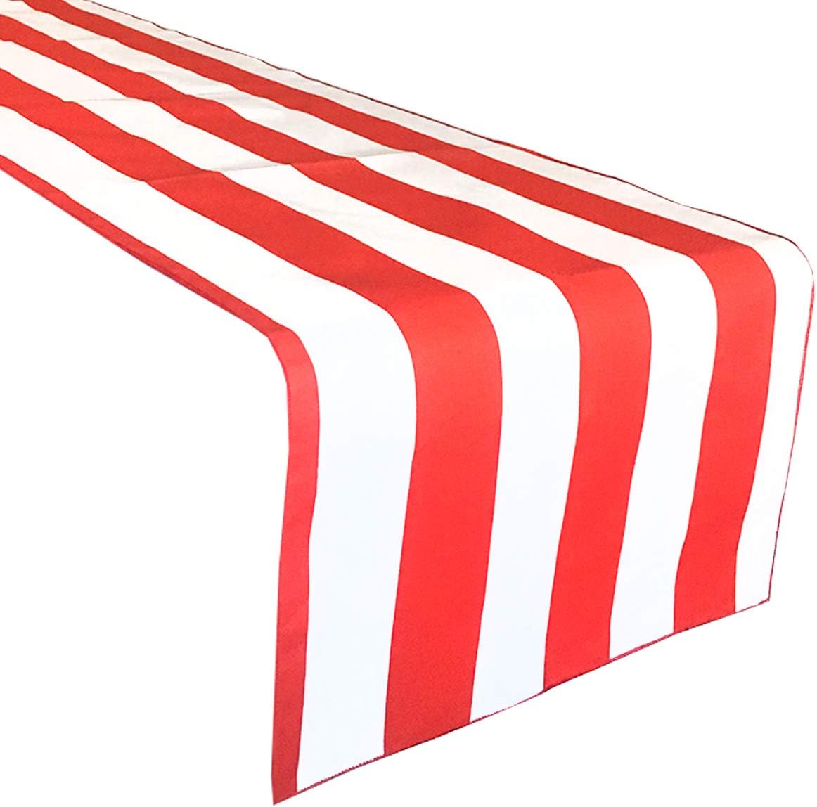 lovemyfabric Poly Cotton 2 Inch Striped Table Runner for Wedding/Bridal Shower Birthdays Home Decor and Special Events. (14"X96", Red and White)