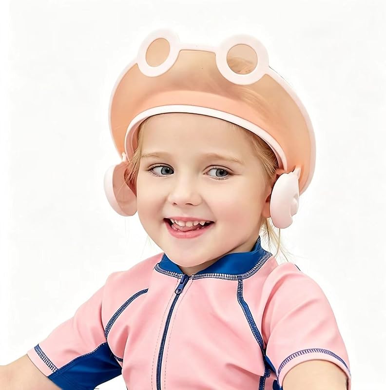 Touca de banho infantil CCYMLOA com viseira ajustável, Pink pilot