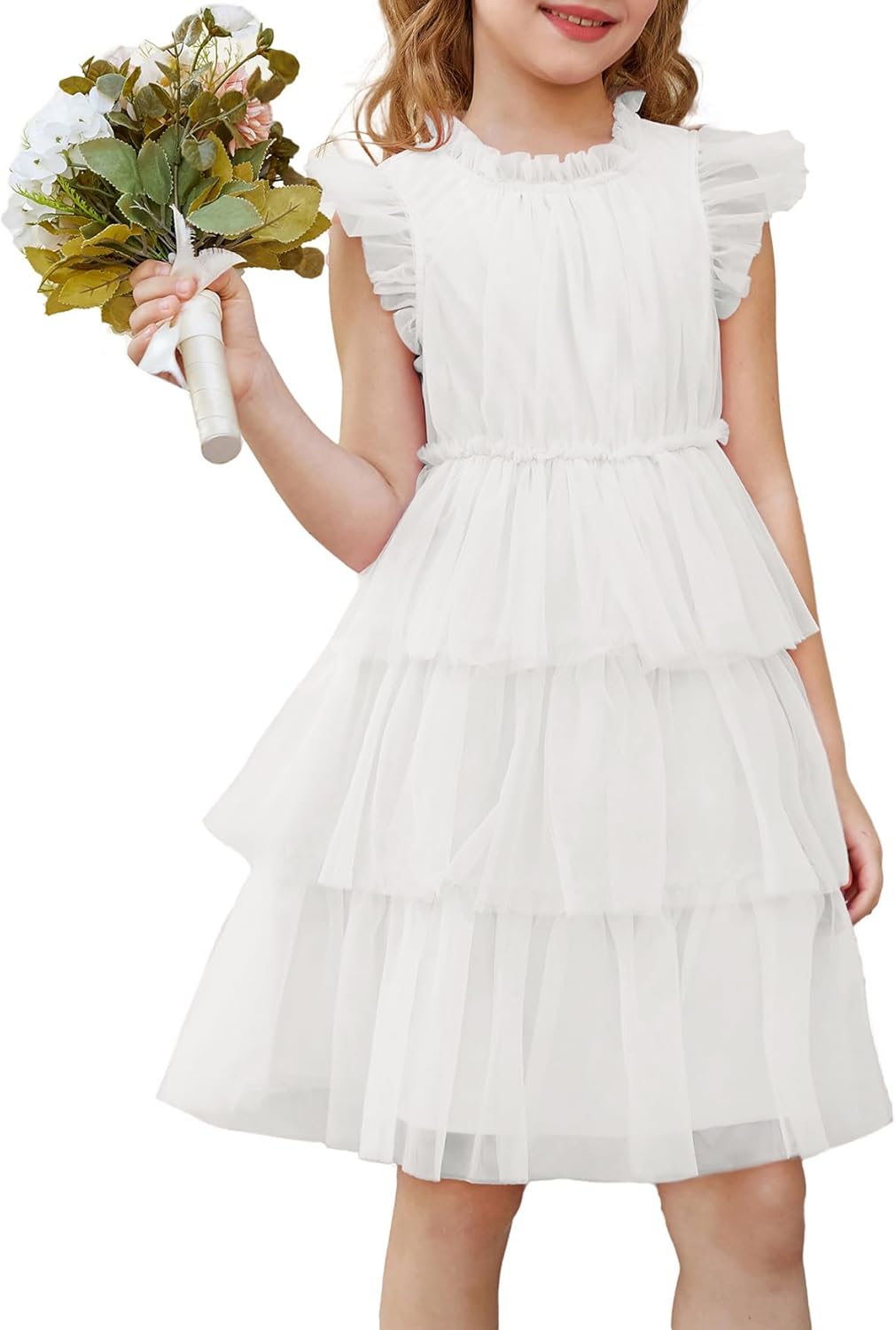 GRACE KARIN Girl Summer Birthday Party Dress Ruffle Tiered Tulle Princess Prom Dress Size 5-12