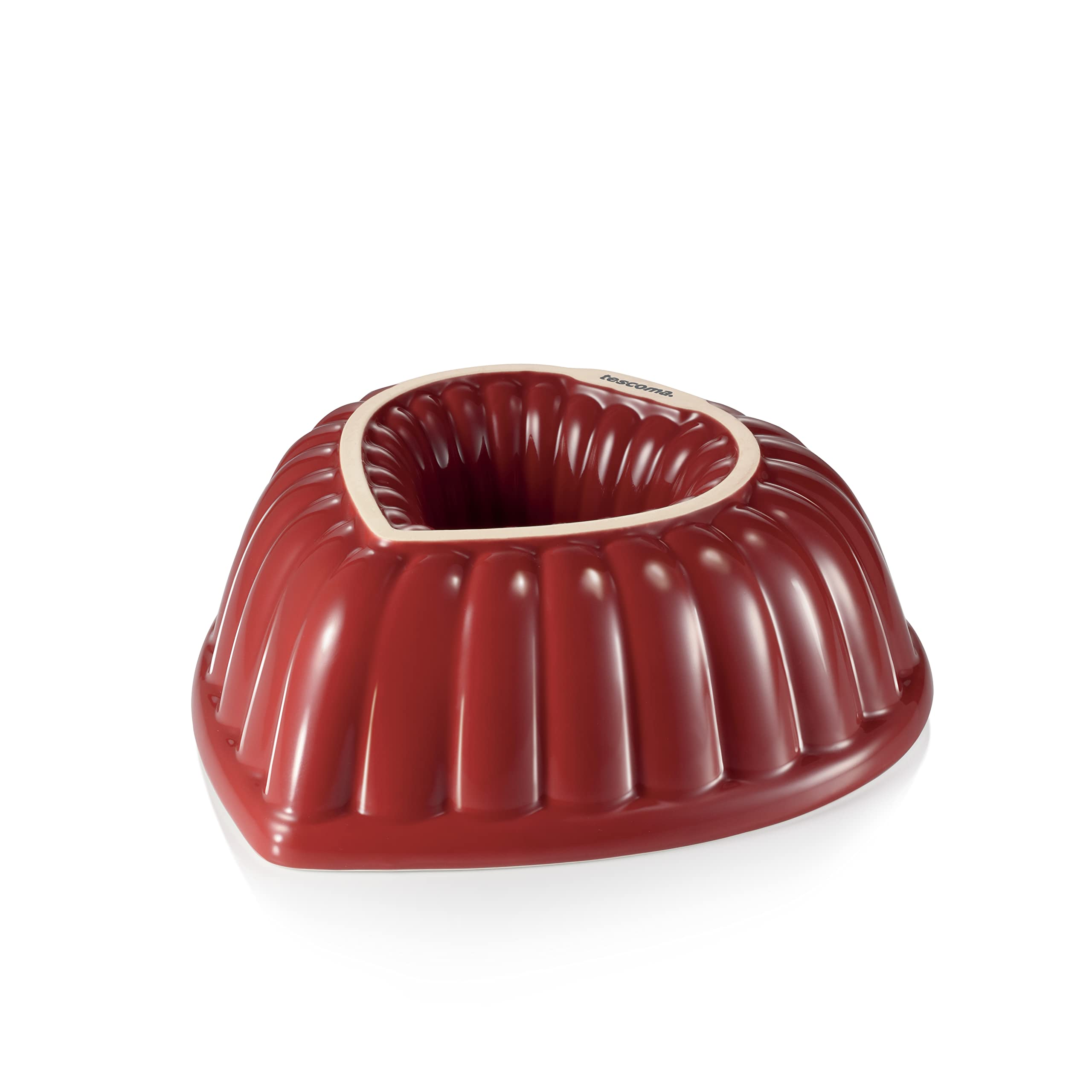 Tescoma - 622212 Delìcia Cake Tins with Heart Shaped Donut Mould, Ceramic, Dishwasher Safe, Red and White
