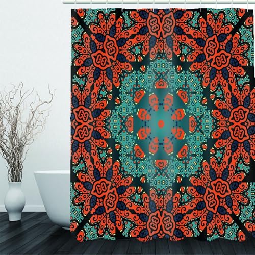 Rideau de douche imperméable et anti-moisissure en polyester mandala - 3