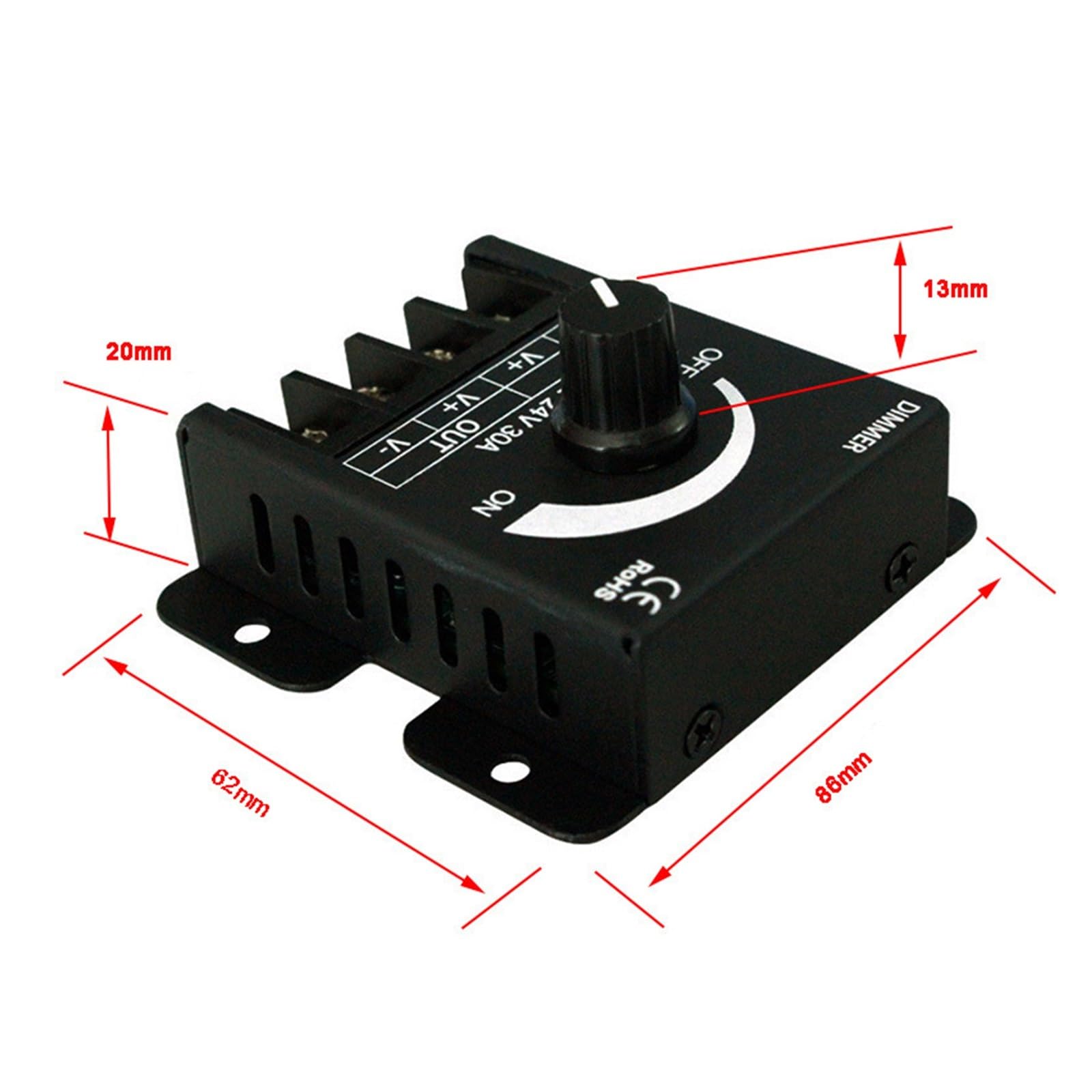 1 Stück / 1 Set RF LED Dimmer DC 5 V 12 V 24 V 30 A 90 A Fernbedienung Lichtleiste einzigartige Helligkeit (5 – 24 V, 3 x 30 A RF)