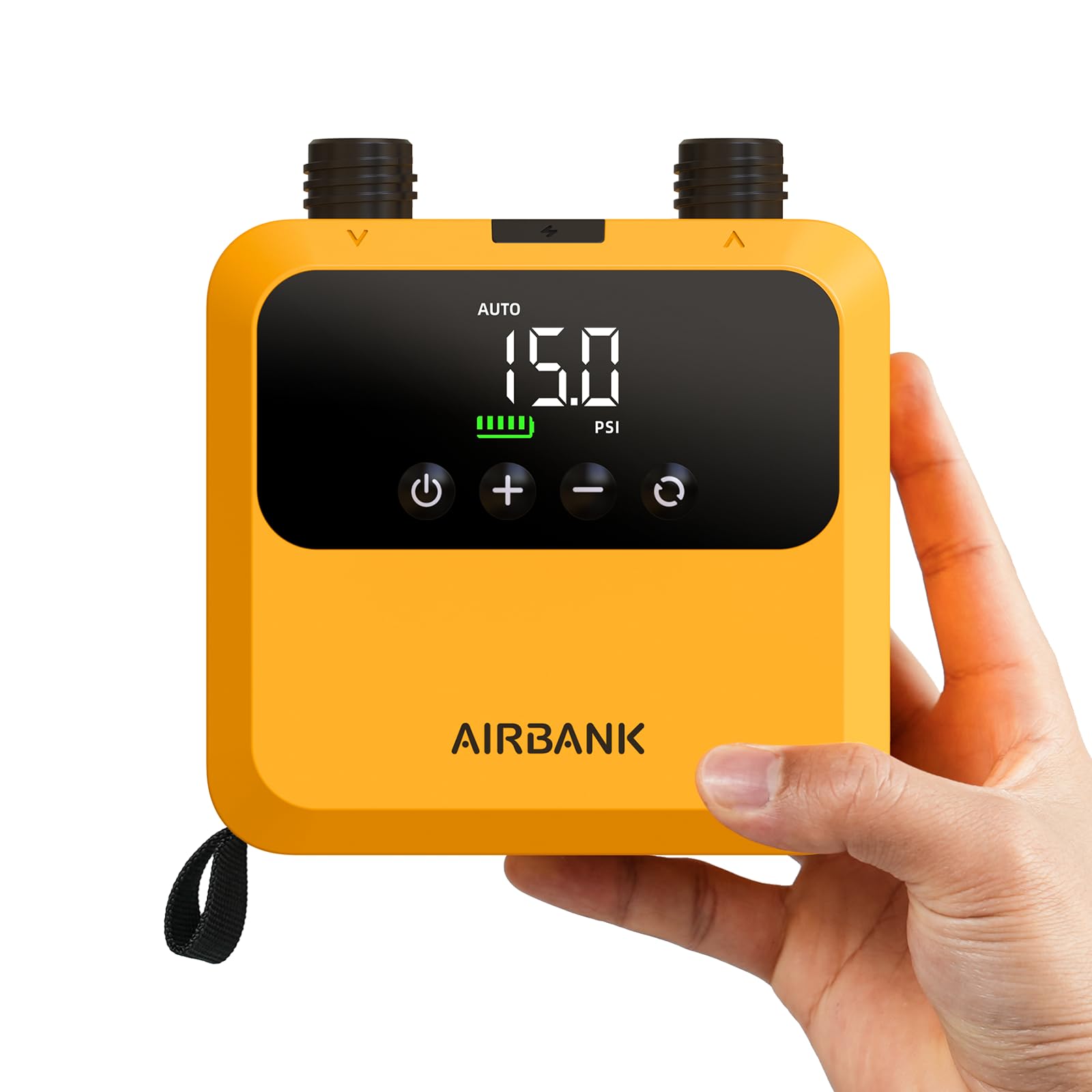 AIRBANK Mini Paddle Board Pump Pulse PRO, Super Piccola Pompa Ricaricabile SUP Portatile, Motore Brushless, Max 20PSI, Pompa dell'Aria per Kayak, Gonfiabili, Barche, Tende, Ali da Aquilone