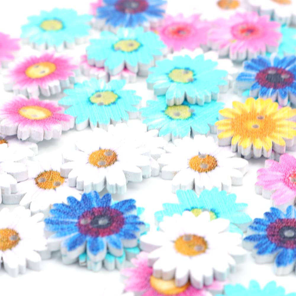 Bluelans 100 Bottoni In Legno Colorati A Forma Di Cuore – 2 Fori, 20x17 Mm, Per Cucito, Scrapbooking E Lavoretti Creativi - 2