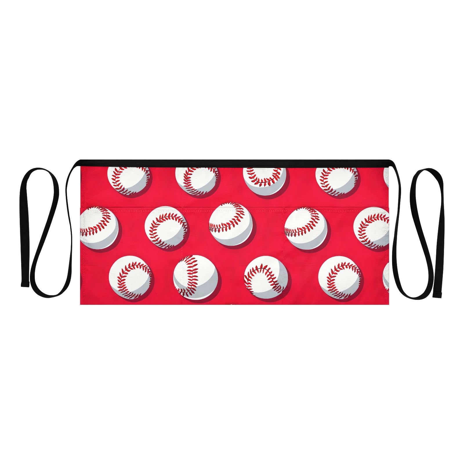 ODAWA Baseball Red Half Aprons with 3 Pockets Teacher Apron
