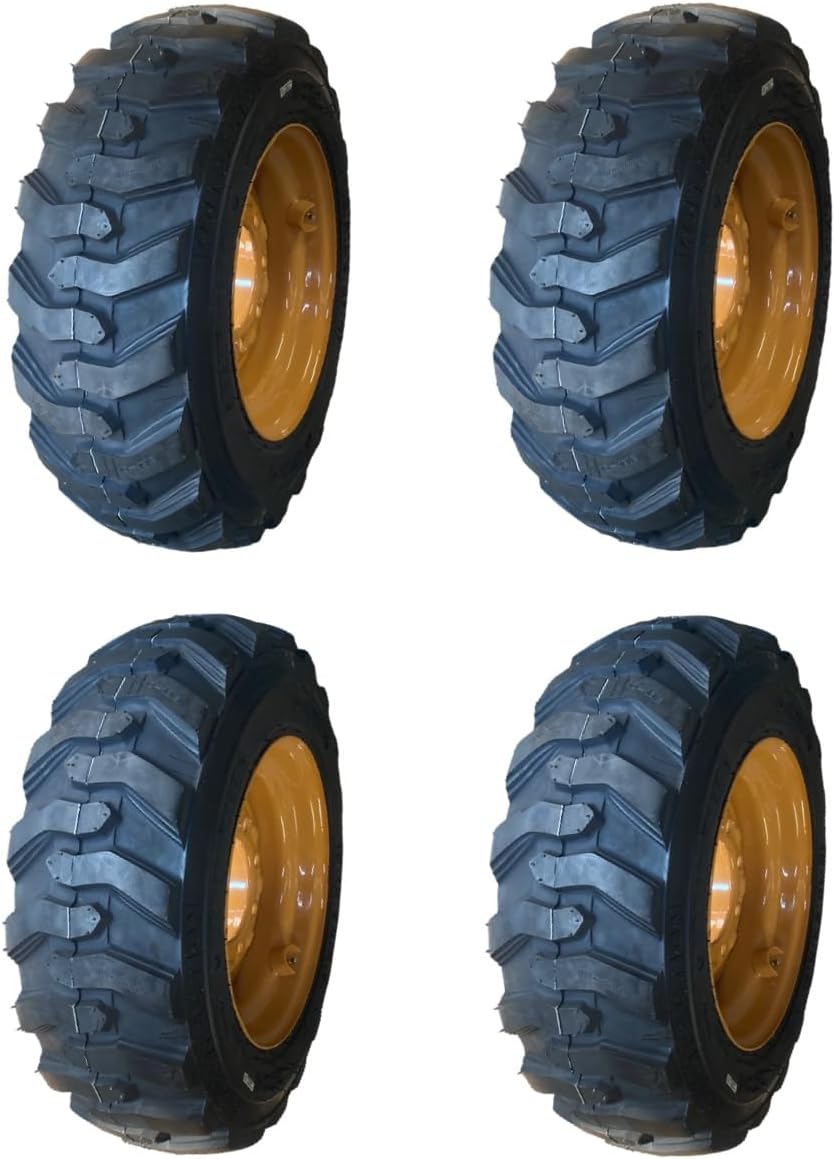 Set of 4-10-16.5 Forerunner SKS-1 Skid Steer Tires on Wheels/Rims (8 lug) for Case SR130, SR150, SR160 & more - 12PLY -10X16.5