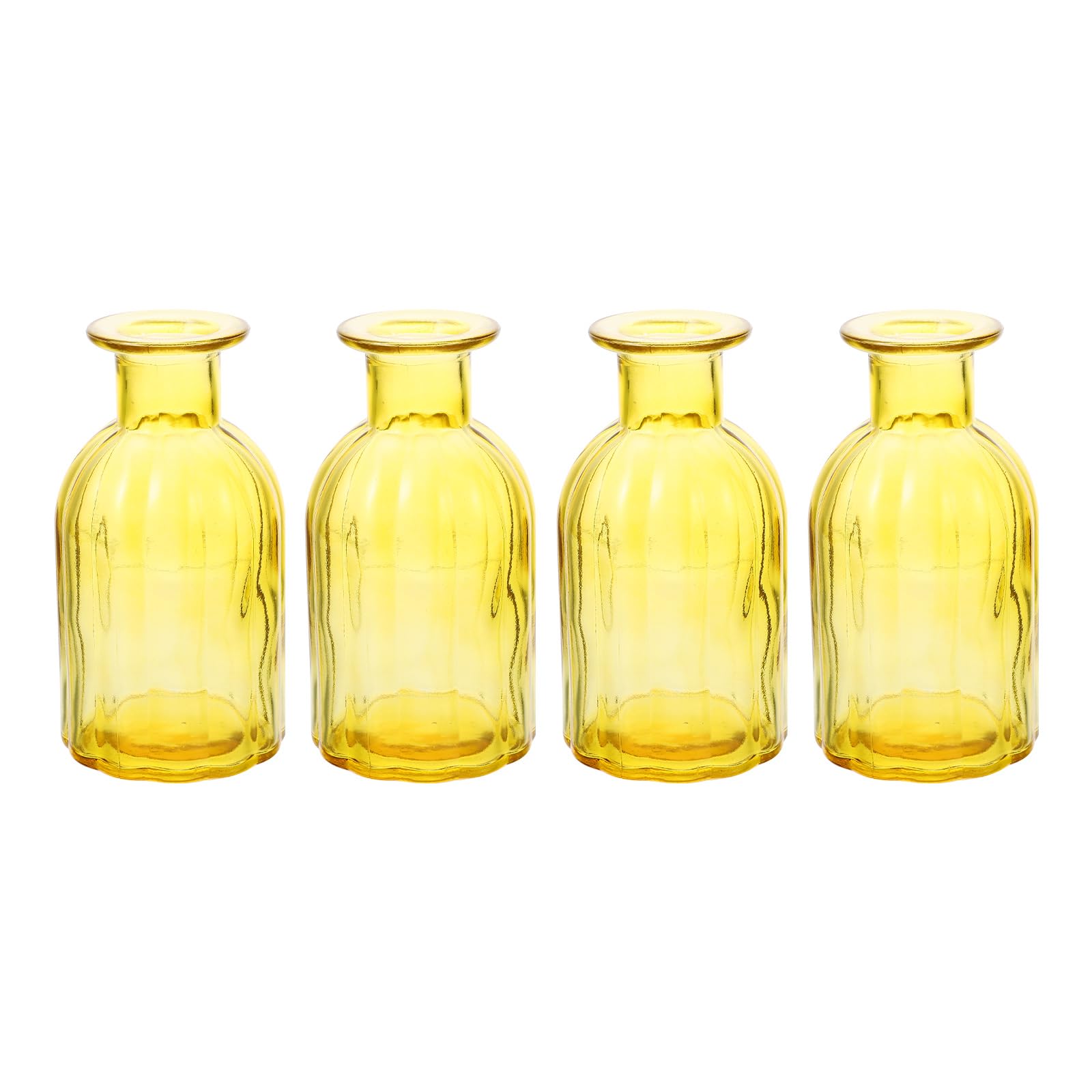 Vase en verre jaune pour plantes hydroponiques, lot de 4 soliflores stables