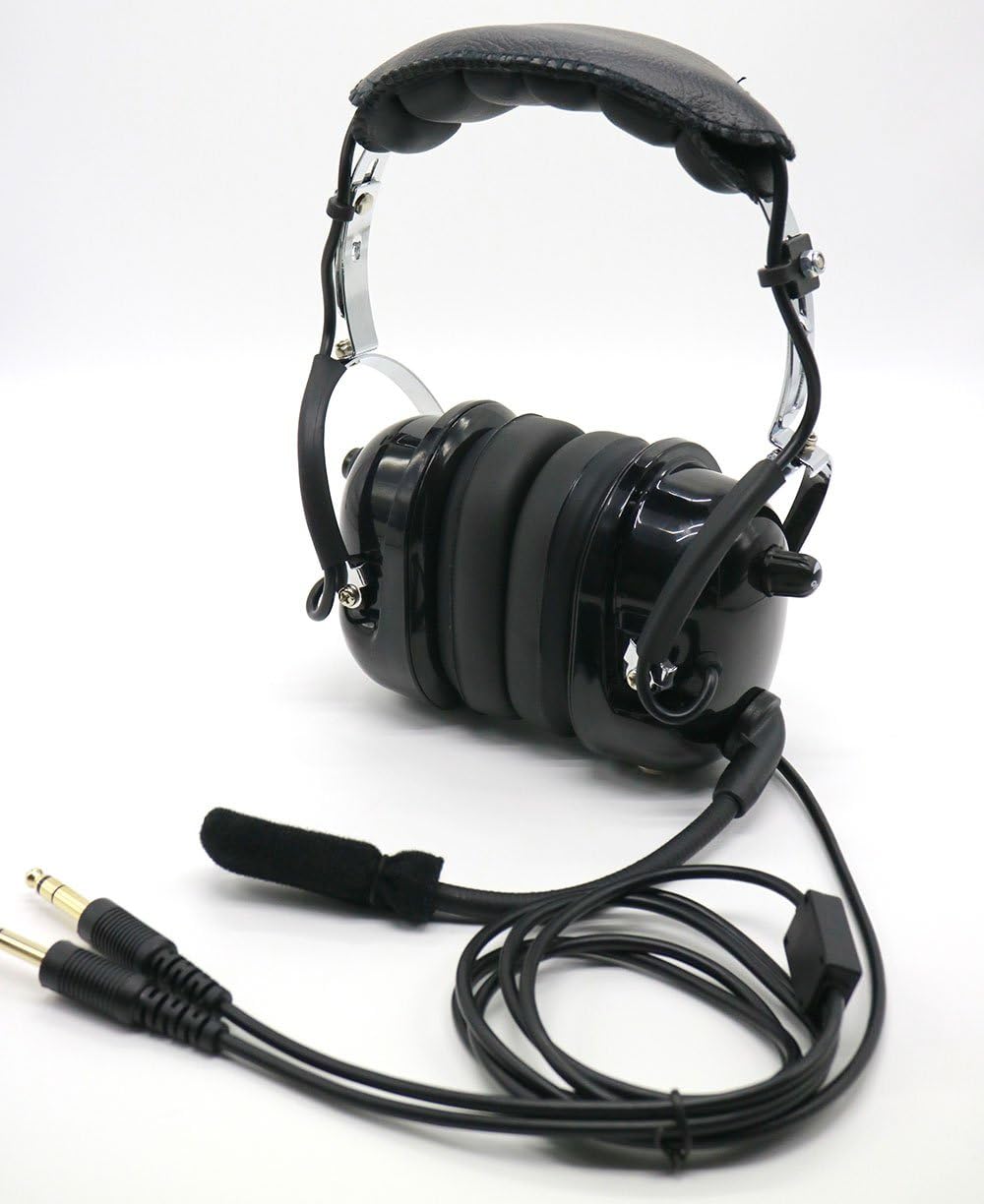 General Aviation Pilot Youth Headset Aircraft GA connector 3.5MM MP3 Input BLACK