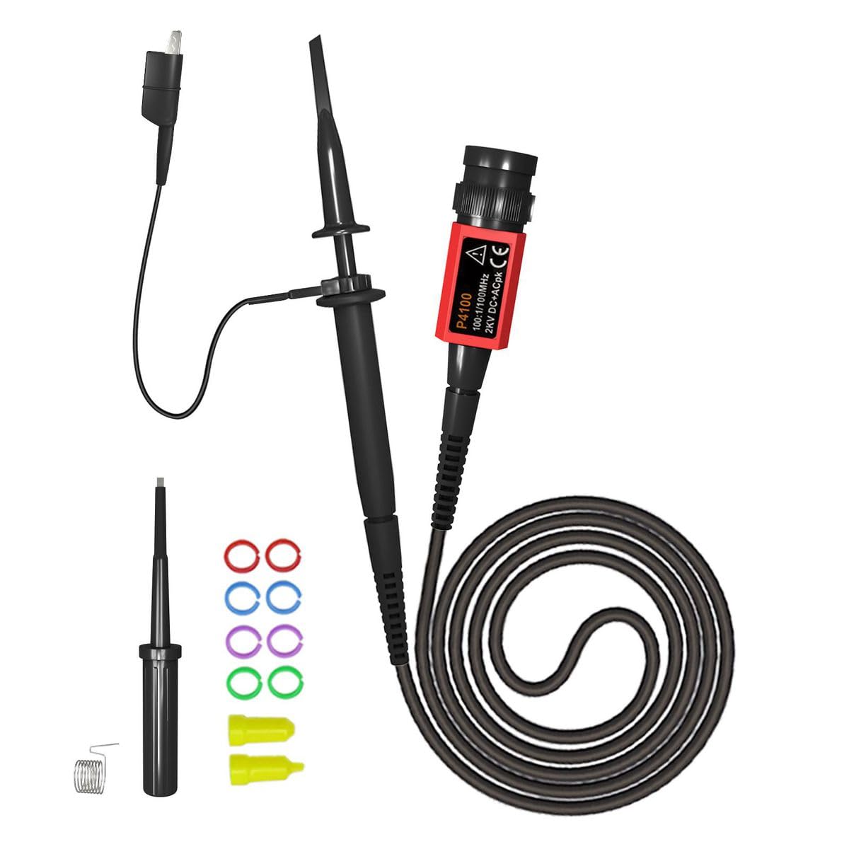 FNIRSI P4100 High Voltage Oscilloscope Probe 100:1 2KV 100MHz 100X Safety BNC Connector for Oscilloscope-image-36