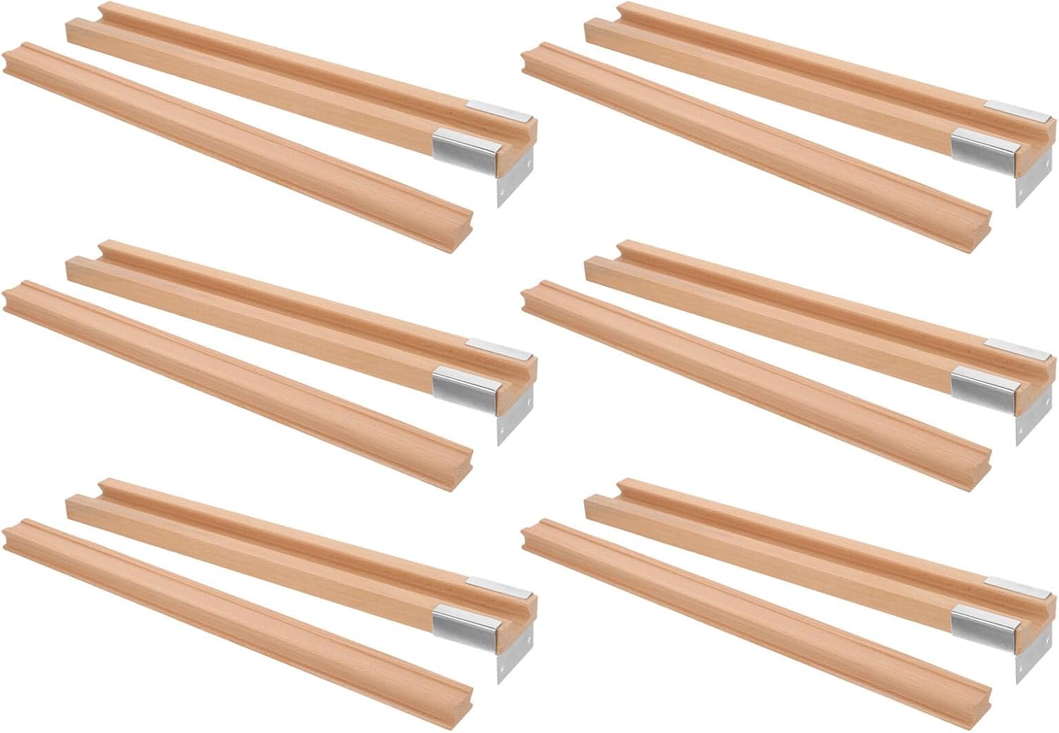 Wooden Drawer Slides 350mm Bottom Mount Cabinet Rails Track with Metal Center Guide for Dresser Replacement 6 Sets Classic Drawer Hardware