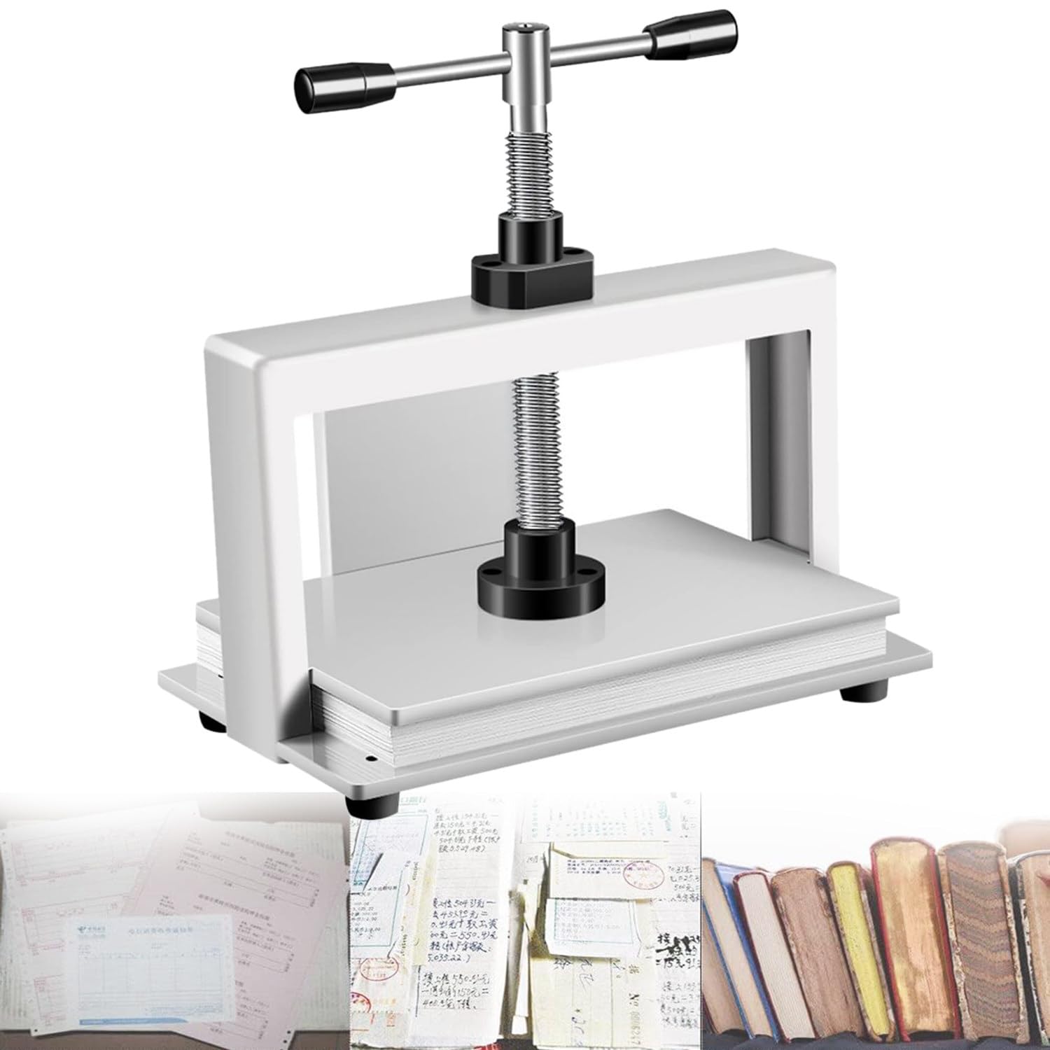 Manual Heavy Flat Paper Press Machine 3306lbs (1500kg) Pressure, Office Invoice Bookbinder Flattening Machine for Photo Vouchers Checks,A4