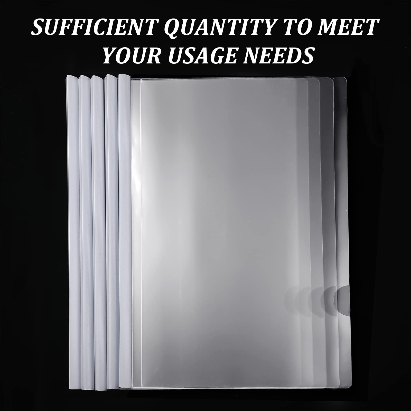 Lot de 100 pochettes transparentes en plastique avec barre coulissante blanche pour documents de format A4, 30,5 x 21,6 cm