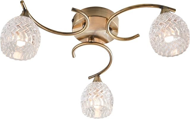 3 Light Semi Flush Light Finish: Antique Brass