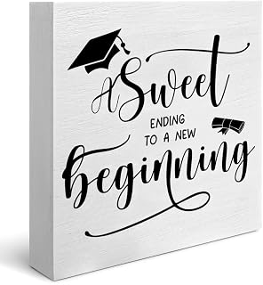 Graduation Wood Box Sign, a Sweet Ending to a New Beginning Wooden Box Block Sign, Wedding Wooden Stand, Baby Shower Retirement Graduation Party Decorations, Decor, Gifts-Z120