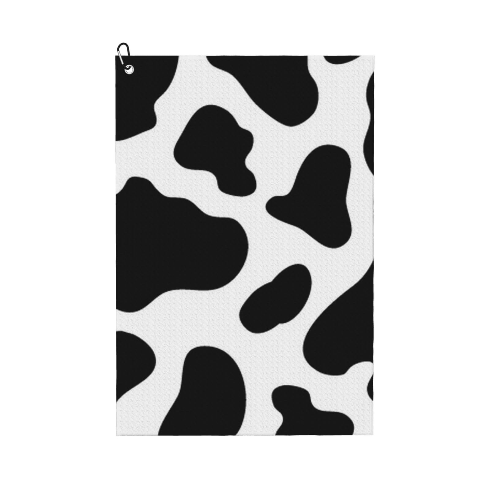 Hnnkloy Cow Spot, 16x24 in Portable Waffle Golf Towels with Carabiner Clip for Golf Bag
