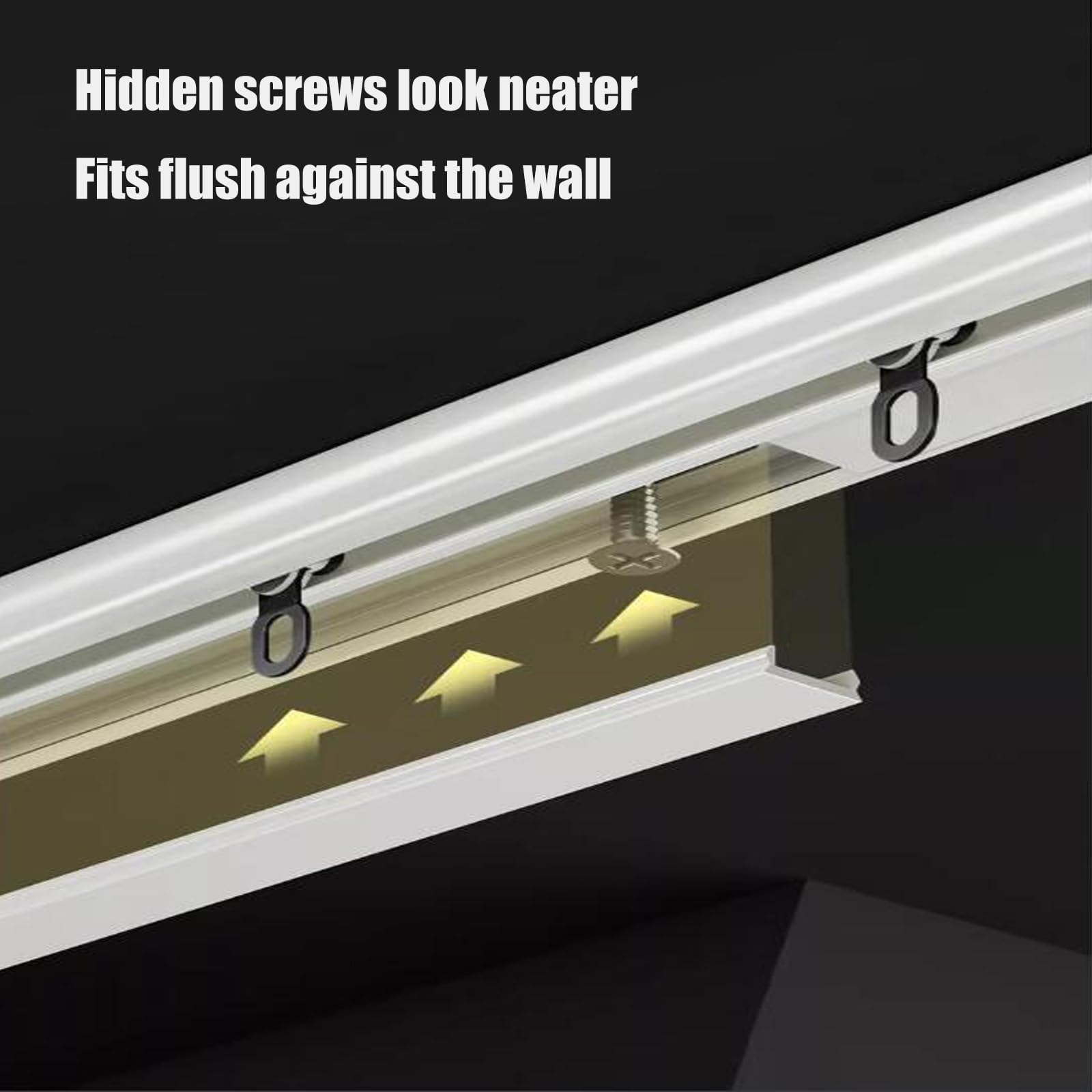 Rail Rideaux Plafond 1m 2m 3m 4m 5m 6m Tringle À Séparation De Pièces En Aluminium Rail Simple Pour Rideaux Rail Rideaux Plafond Silencieux Avec Crochets À Rouleaux Pour Bureau(White,2.8m/9.2ft)