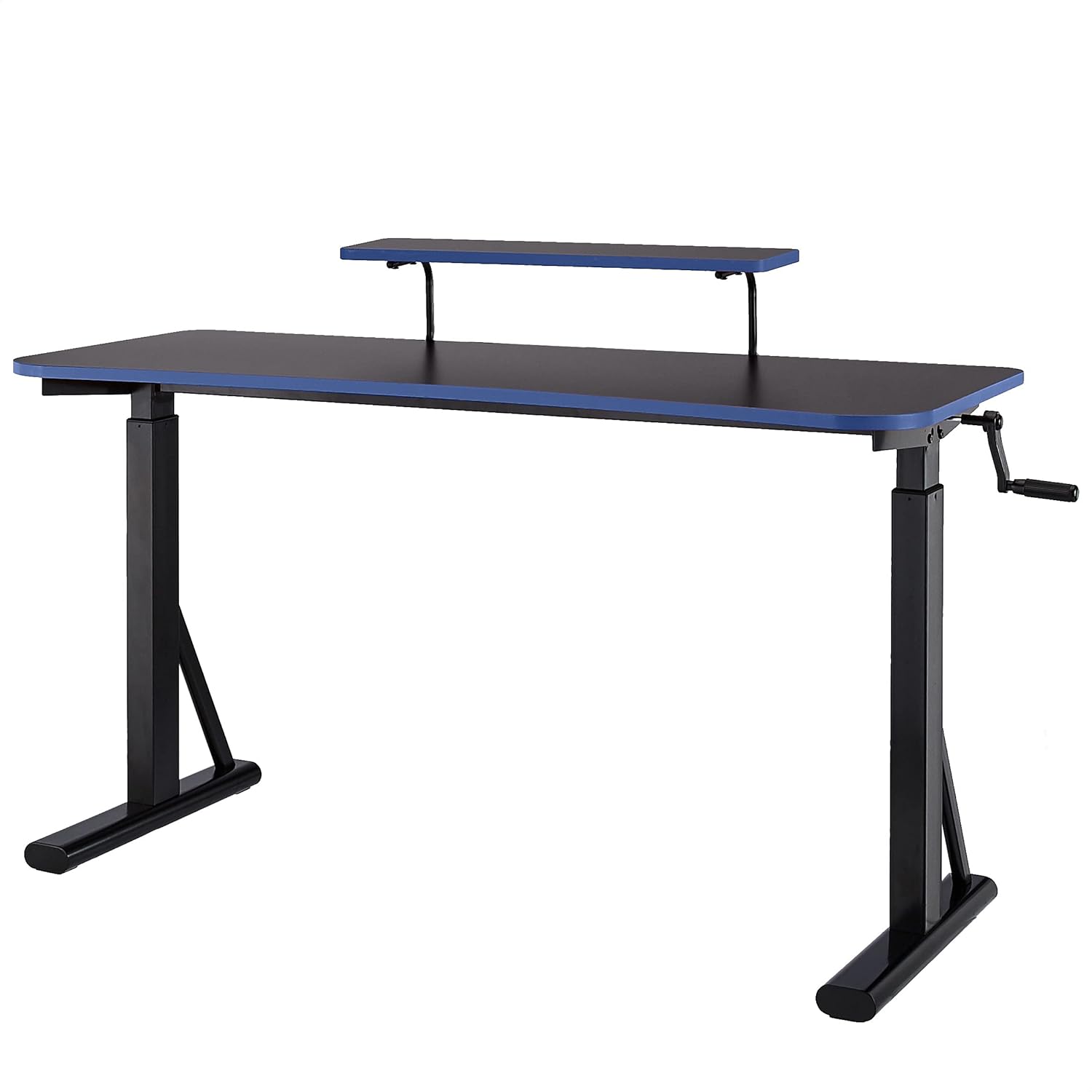 Amazon Basics Height-Adjustable Gaming Desk with Raised Monitor Shelf - Blue