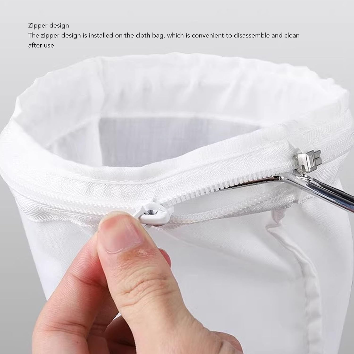 10Pcs Ultra Fine Mesh Strainer Bag, Traditional Thai Style Tea Filter, Reusable Food Grade Filter Bags with Zipper and Hook, Non Woven Fabric for Milk Tea Coffee Juice Rice (S)
