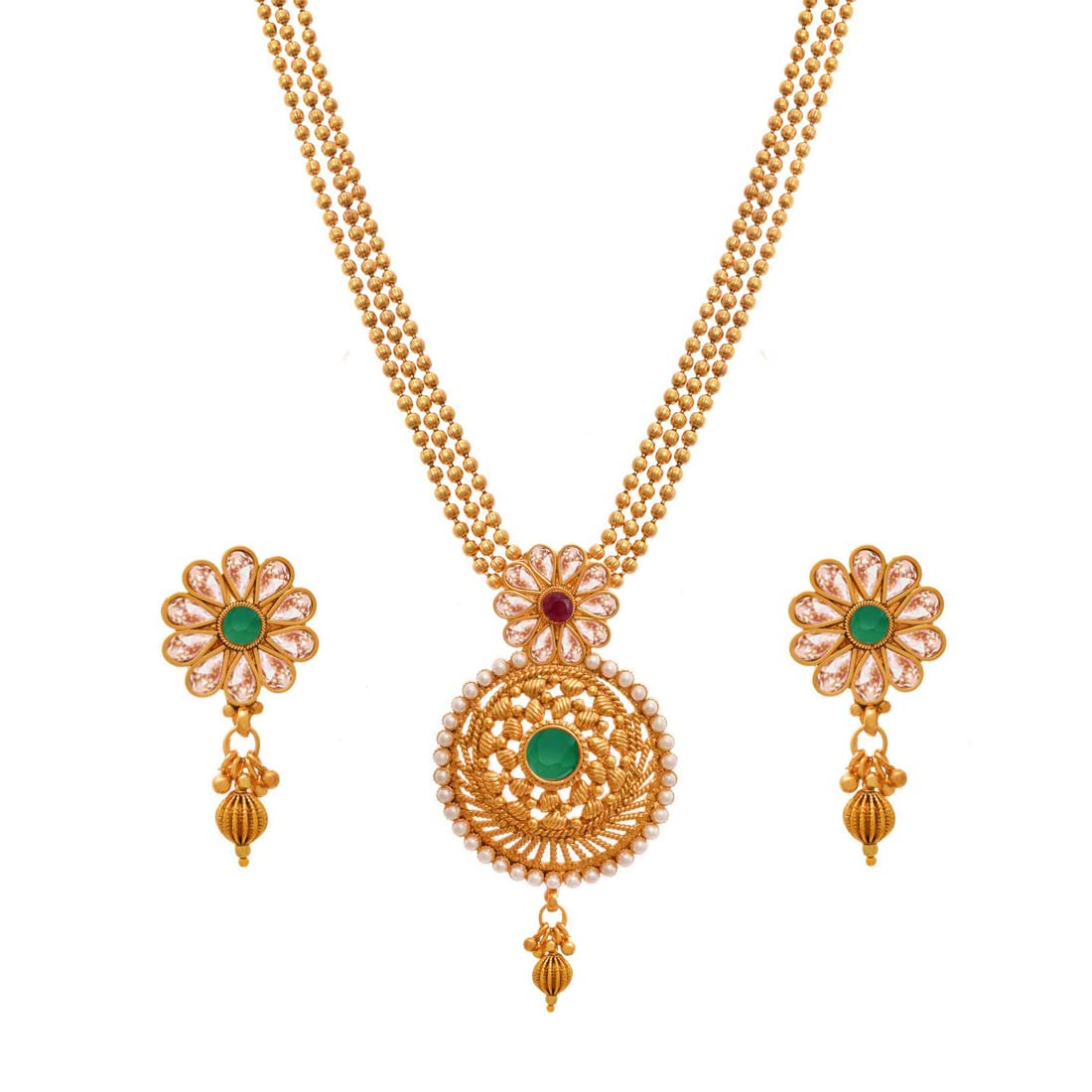 JFL - Jewellery for Less Traditional Ethnic One Gram Gold Plated Stones Necklace Set for Women & Girls. (Green & Maroon) (B0BW3KZM58) Amazon Price History, Amazon Price Tracker