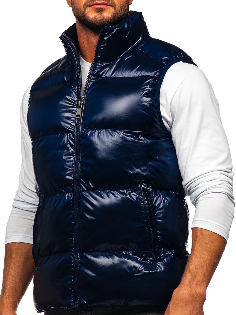 BOLF Uomo Gilet mezza stagione Autunnale Primaverile Trapuntato Cappuccio a zip Piumino Cerniera lampo Tempo libero Sport Fitness Basic Outdoor Style Mix 1U1