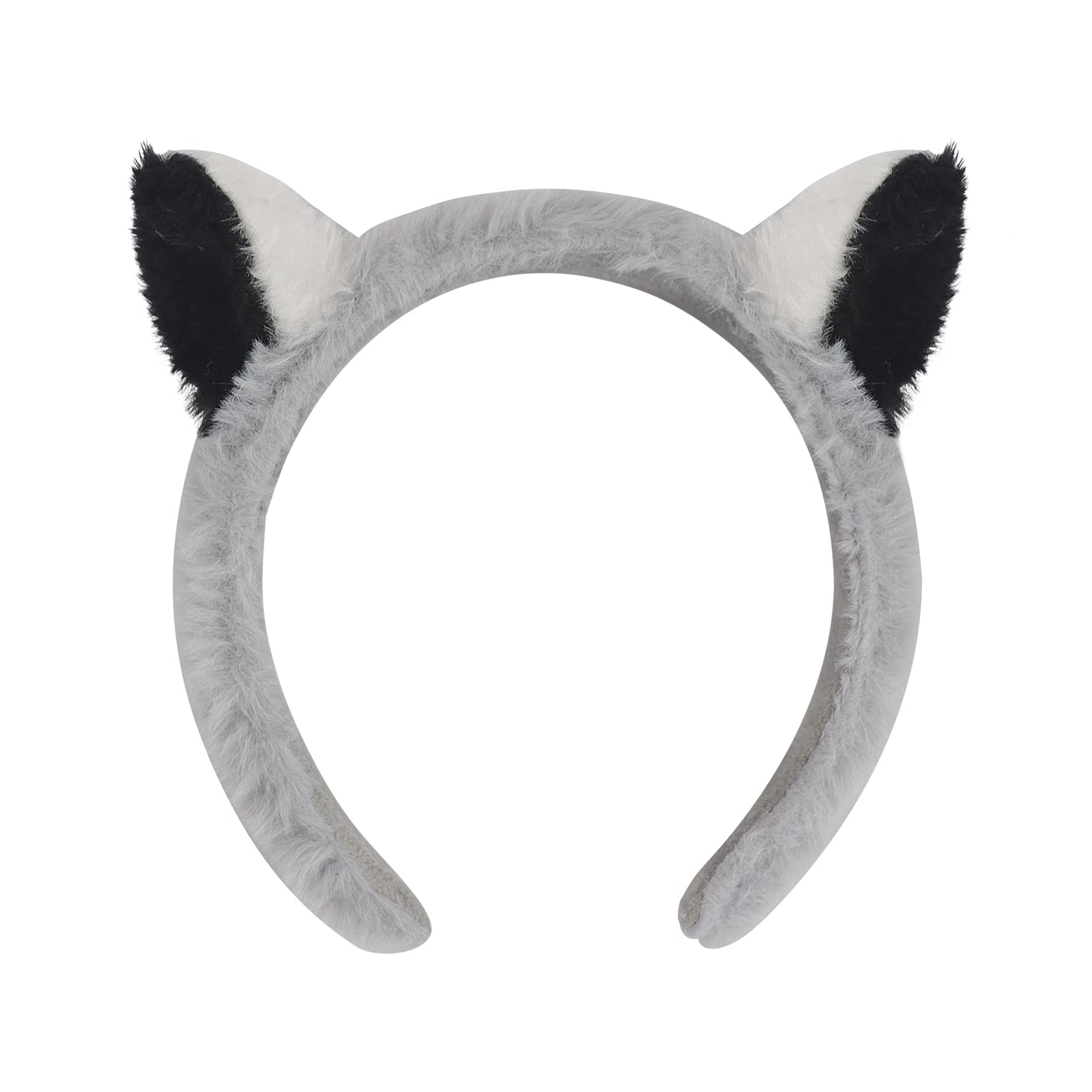 RUIXIA Animals Headband Headwear Cute Handmade Hair Accessories Raccoon Cosplay Headpiece Ears and Tail Costume Set Plush Cute Cosplay Props Party Decoration - Image 2