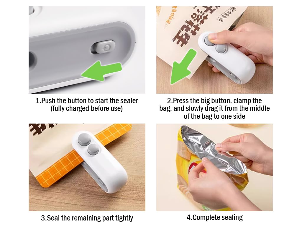 Ricarica USB Sigillatore Sacchetti Mini - 2 In 1 Con Taglierina, , Magnetico, Per Conservazione Alimenti Sigillatore Termico A Caldo