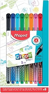 Caneta Hidrográfica, Maped, Fineliner Graph'Peps Premium, 749048, 8 cores, ponta fina 0.4mm