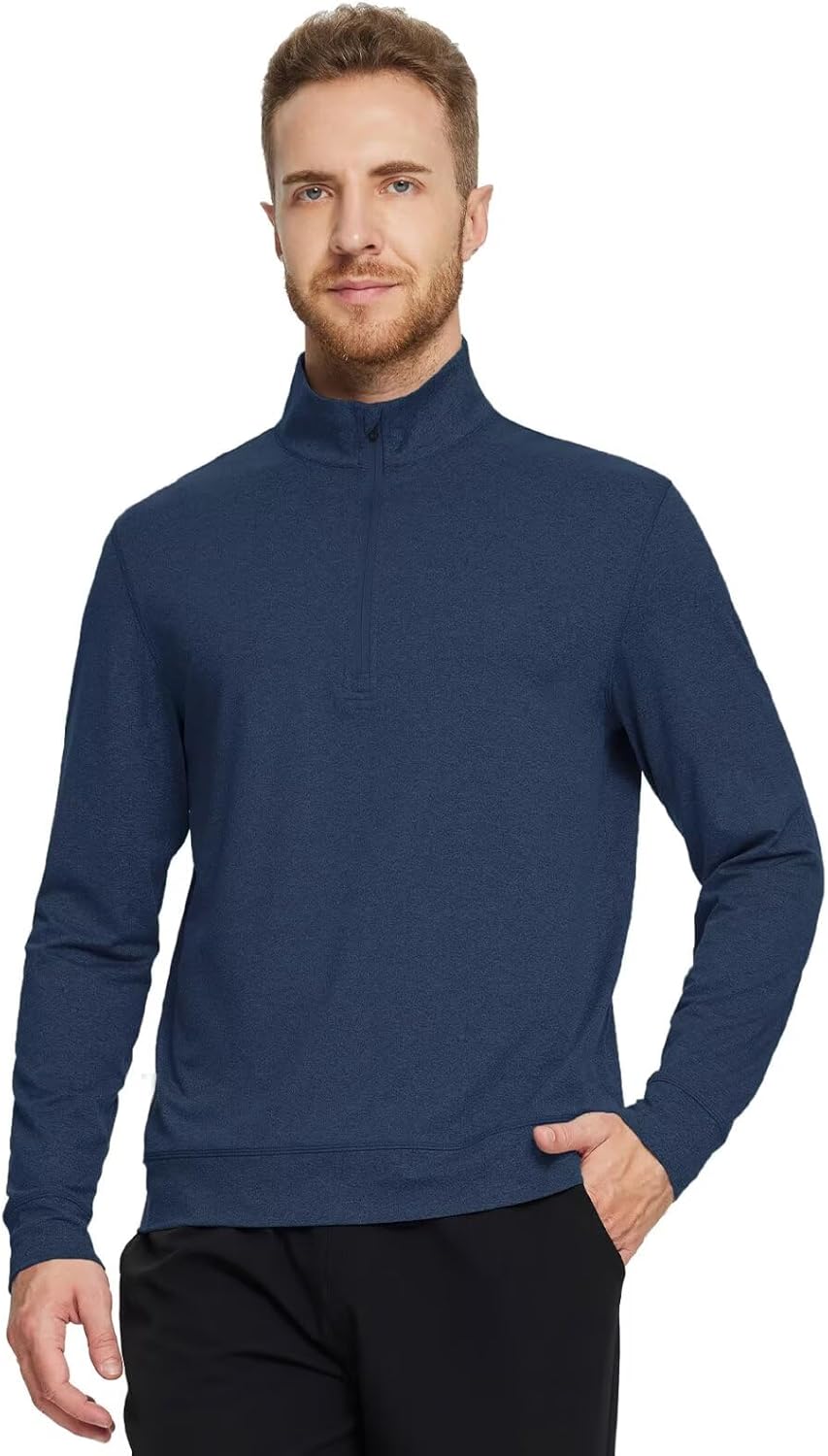 M MAELREG Quarter Zip Pullover Men Moisture Wicking Performance Heather Midlayer Golf 1/4 Zip Pullover Mens Sweatshirt - Image 3