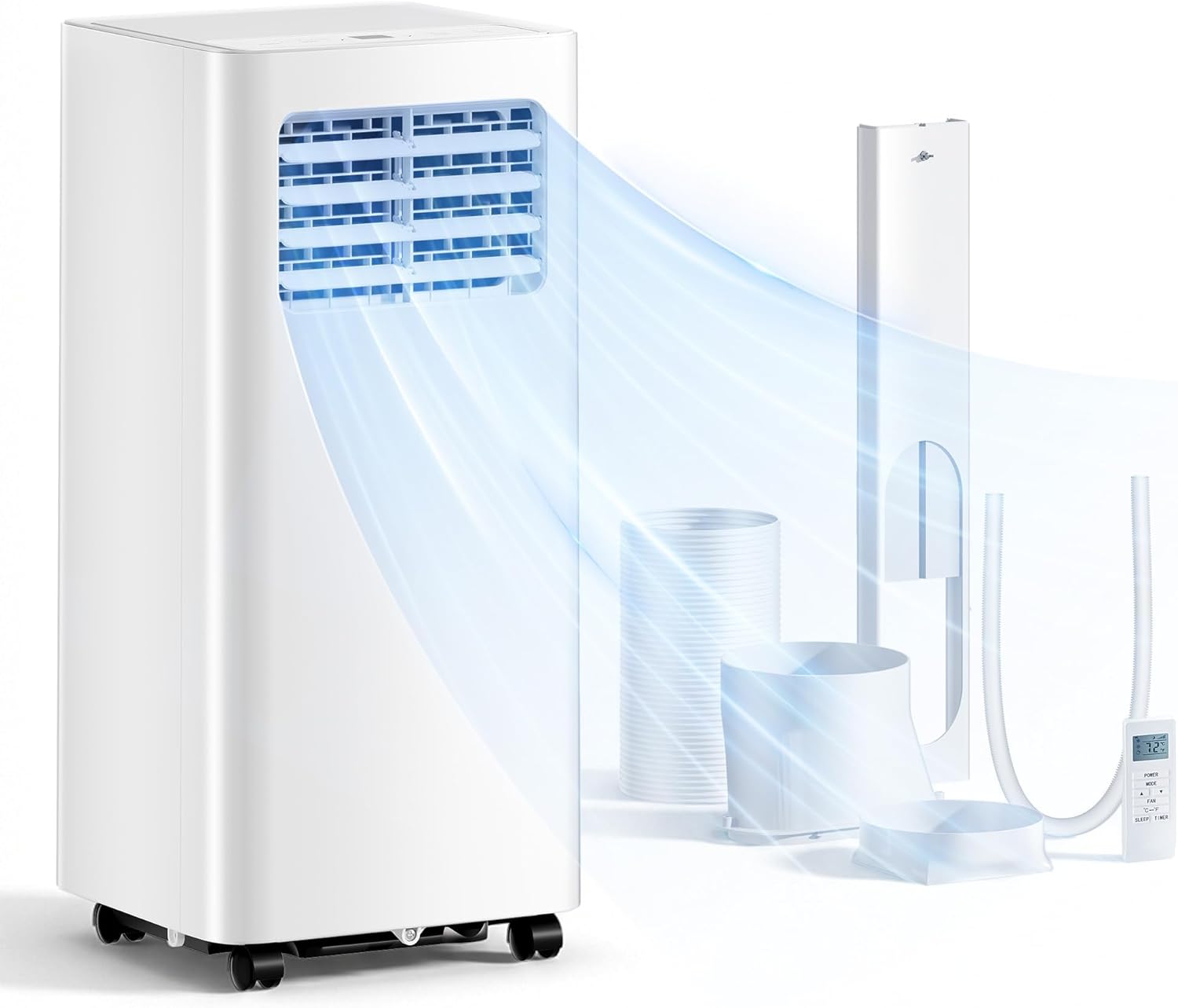 10000 BTU Portable Air Conditioners - Cools 450 Sq.Ft., 3-in-1 Portable AC Units for Rooms with Remote Control,Sleep Mode,24H Timer, AC Unit for Bedroom Dorms Apartment, Window Kit Included