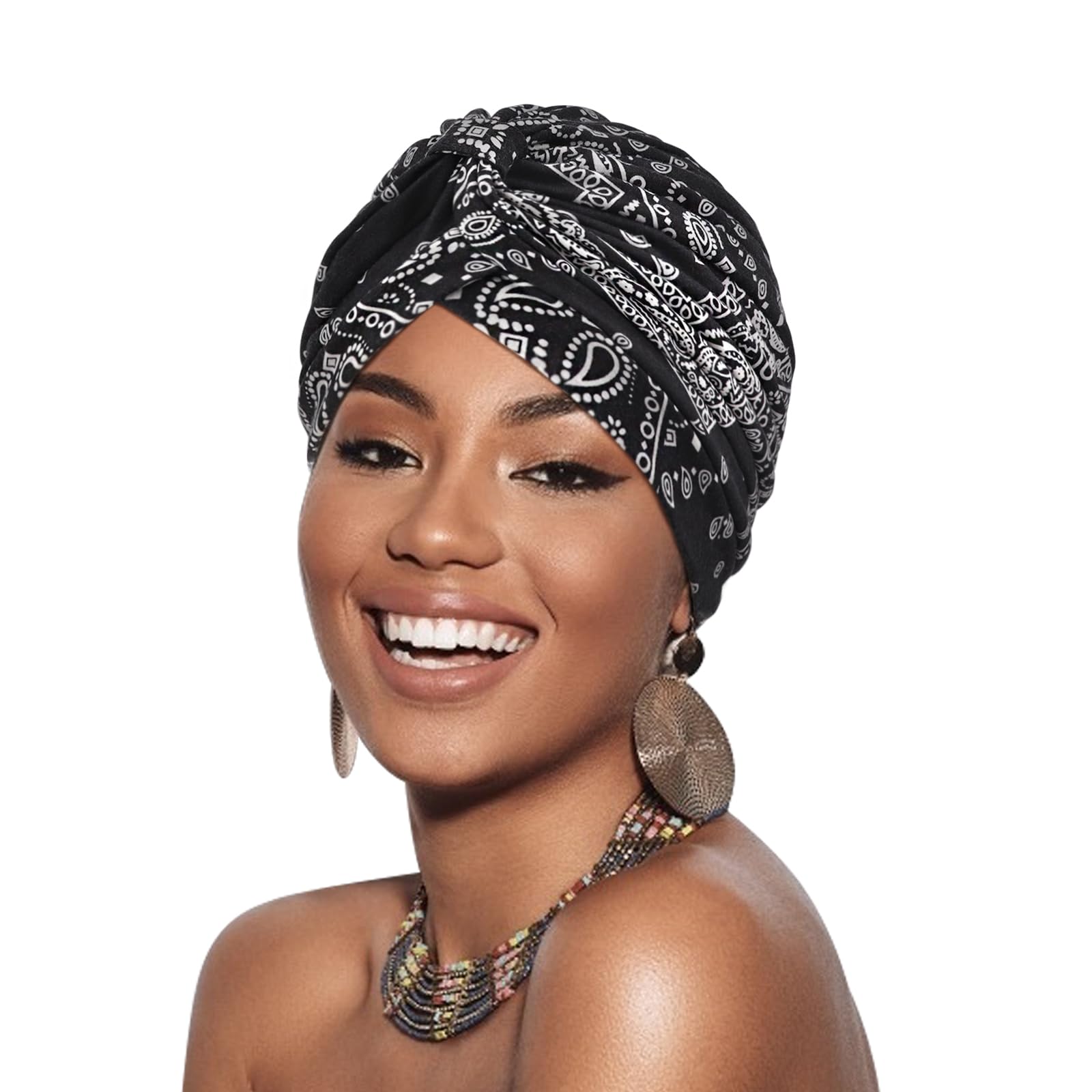 DRESHOW Women Turban Pre-Tied Twisted Braid Hair Cover Wrap Hat African Beanie Headwraps Chemo Cancer Cap