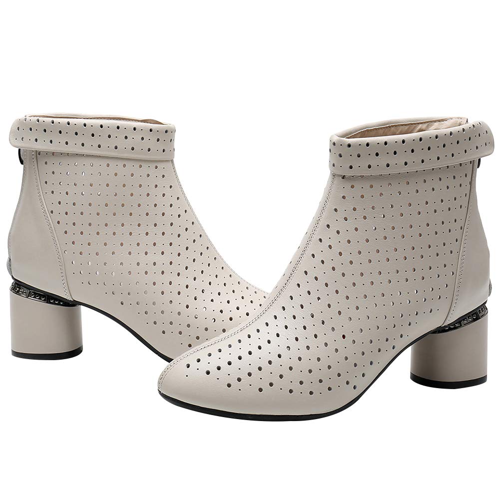 Femmes Élégant Bloc Talon Bottines Respirant Évidé Été Bottes Chukka Escarpin
