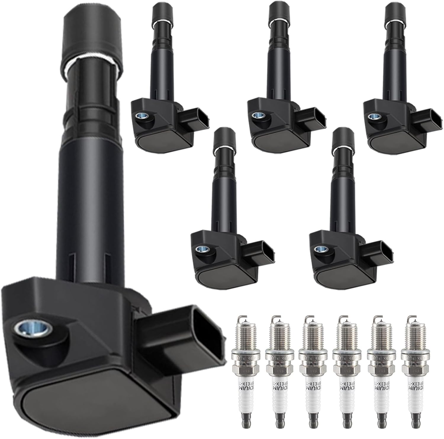 Ignition Coil Pack Iridium Spark Plugs Pack Set of 6 UF242 C1221 30520P8EA01 Compatible with Honda Accord Odyssey Pilot Acura CL RL TL MDX Ridgeline Vue 3.0L 3.2L 3.5L V6