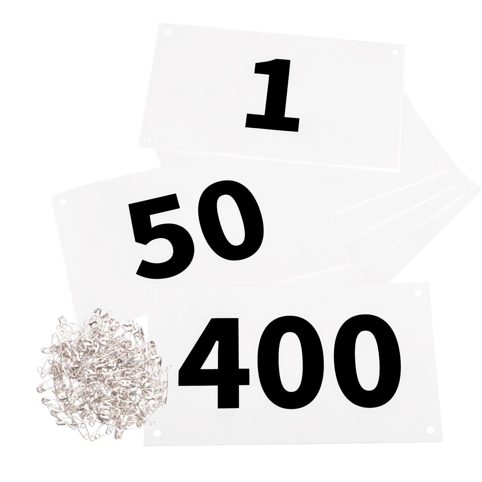 Azarxis Running Bib Competitor Numbers with Safety Pins, Tyvek Tearproof Waterproof 4"x7" / 6"x7.5" for Marathon Races Events
